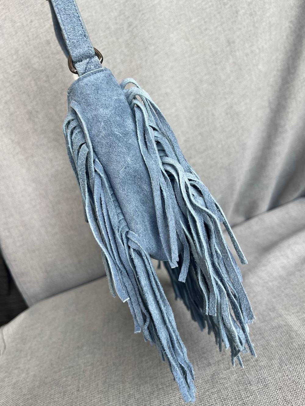 Haute Hippie Genuine Suede Fringe Shoulder bag Blue - Picture 4 of 11